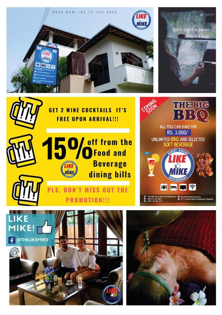 Like Mike Tourist Guest House & Restaurant Negombo Extérieur photo
